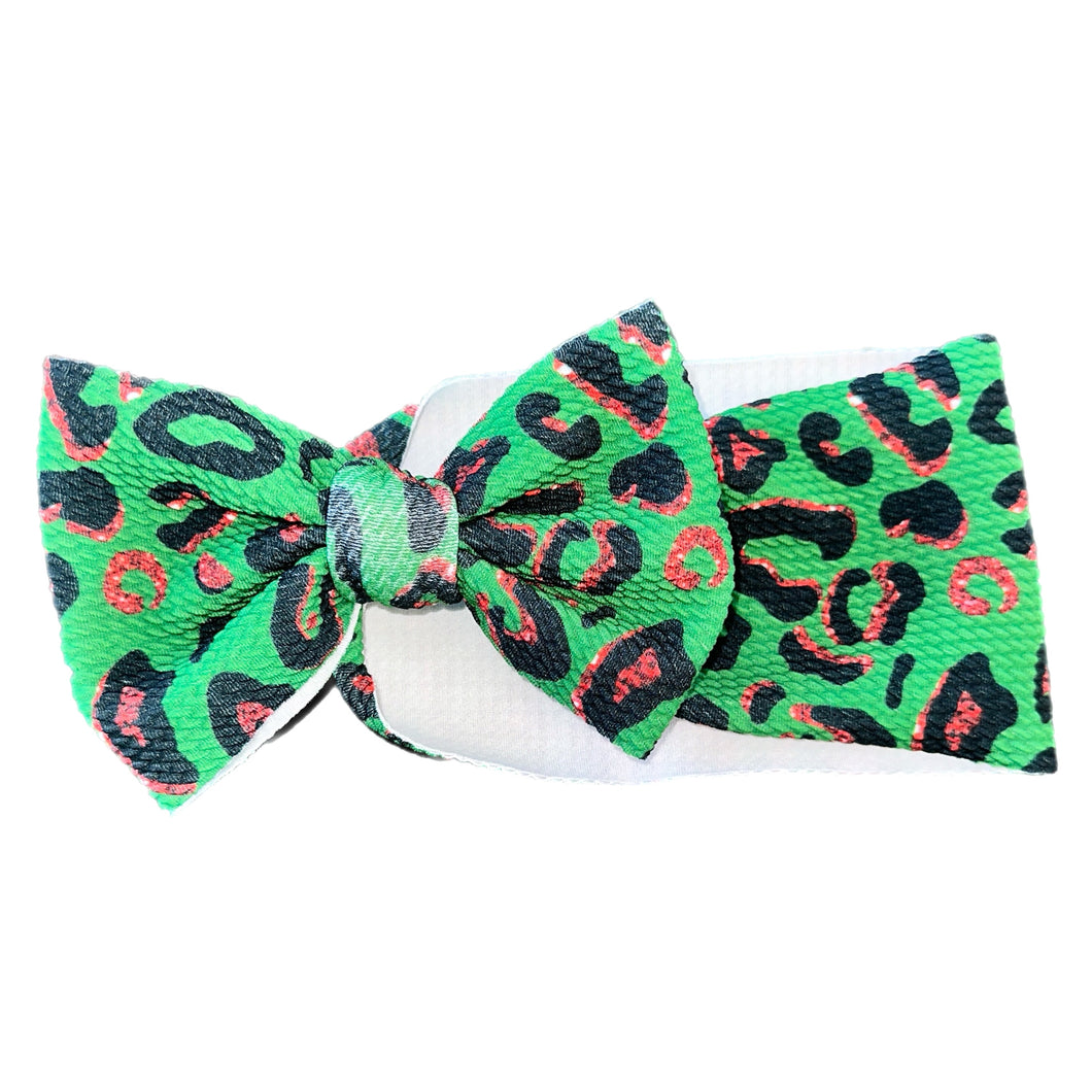 Holiday Cheetah Green Bow