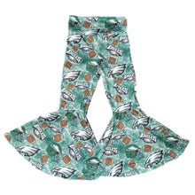 Load image into Gallery viewer, Kelly Green Birds Bellbottoms – Baby, Toddler &amp; Kids Football Pants
