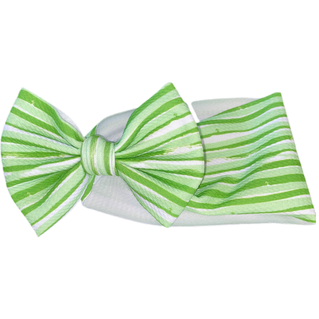 Lucky Green Stripes Bow